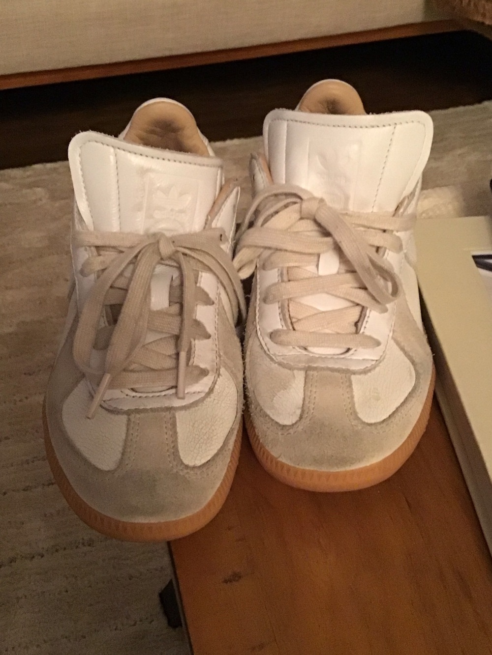adidas Kids Gum Sole Suede & Leather Sneakers - White & Beige